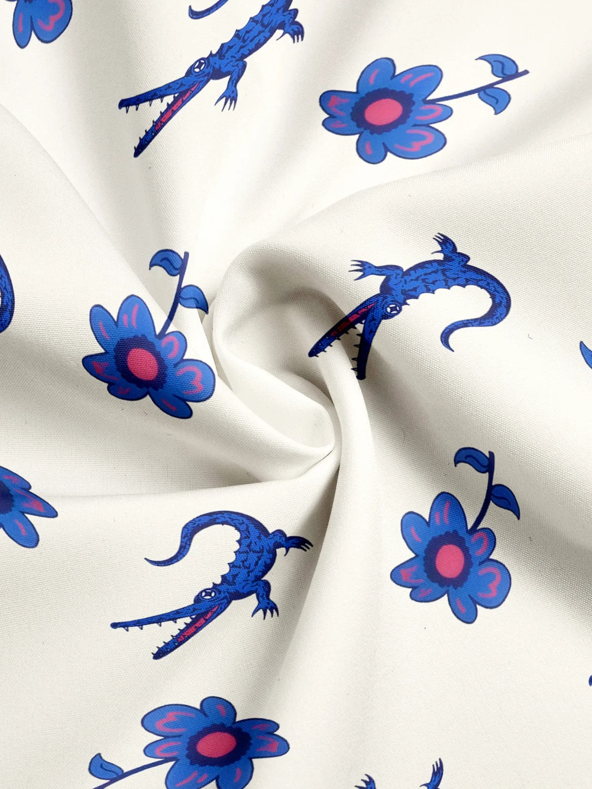 Men's White Lotus Crocodile Print Hawaiian Short Sleeve Shirt