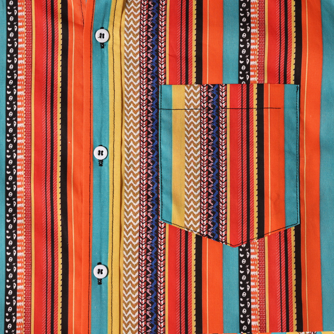 Colorful Ethnic Striped-100% Cotton Shirt