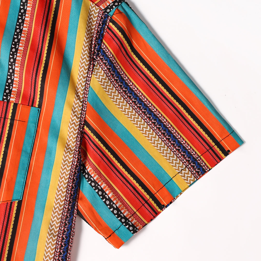 Colorful Ethnic Striped-100% Cotton Shirt