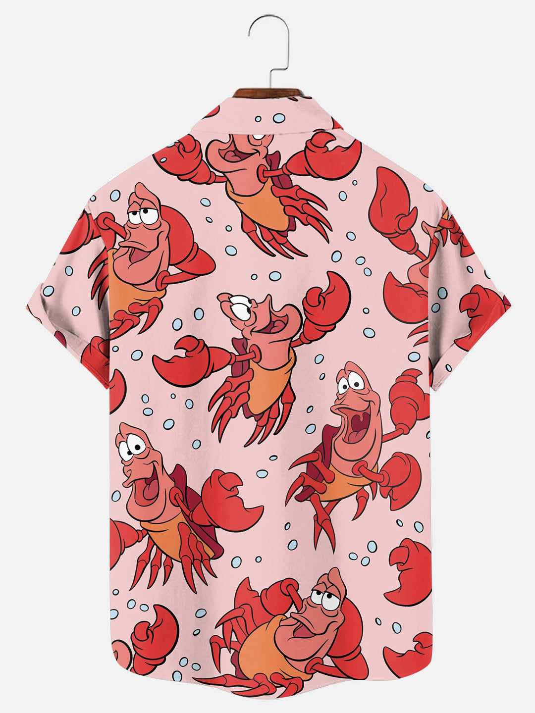 Men's Cartoon Lobster Print Holiday Short Sleeve Shirt