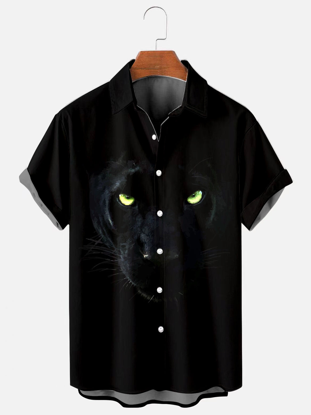 Men's Black Panther Fashion Printed Casual Short Sleeve Shirt