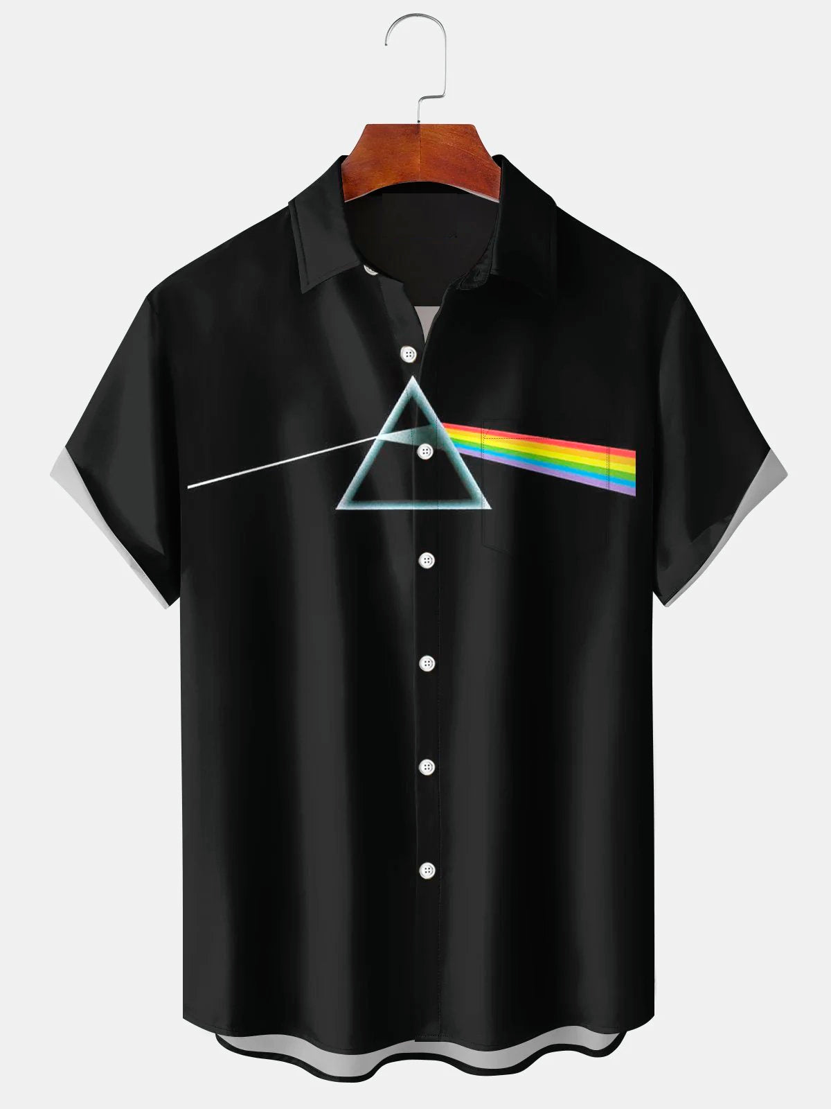 Men's Retro Rock Music Art Print Casual Short Sleeve Shirt