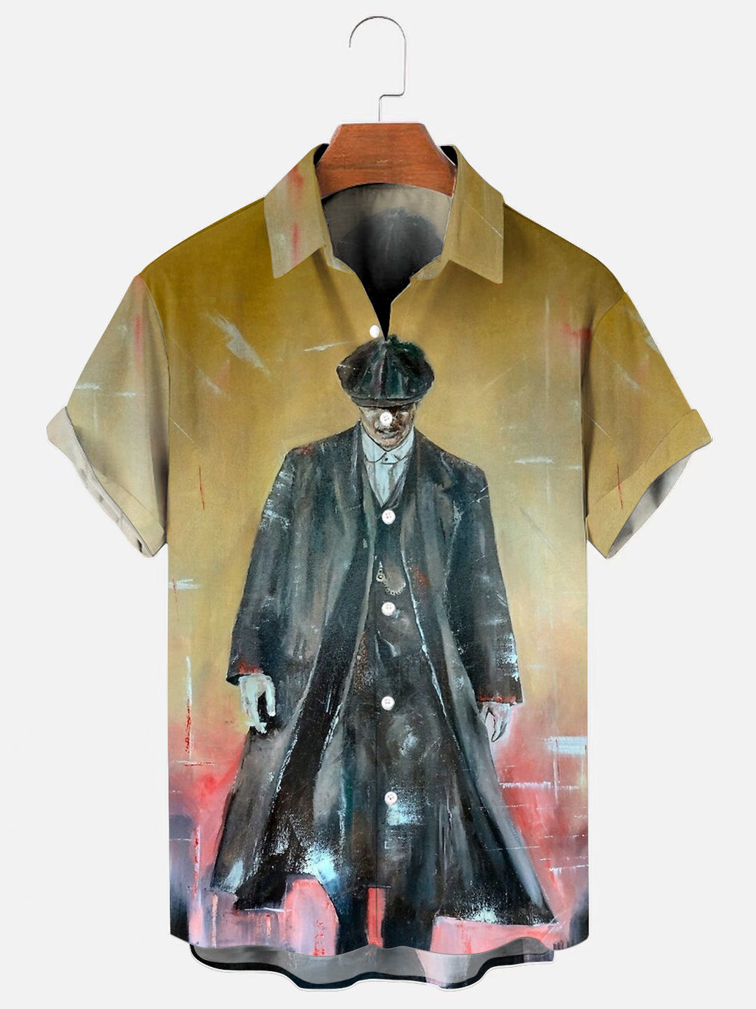 Men's Peaky Blinders Art Print Casual Short Sleeve Shirt