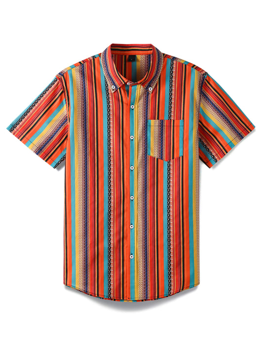 Colorful Ethnic Striped-100% Cotton Shirt