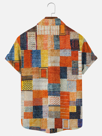 Men's Vintage Plaid Print Hawaiian Short Sleeve Shirt
