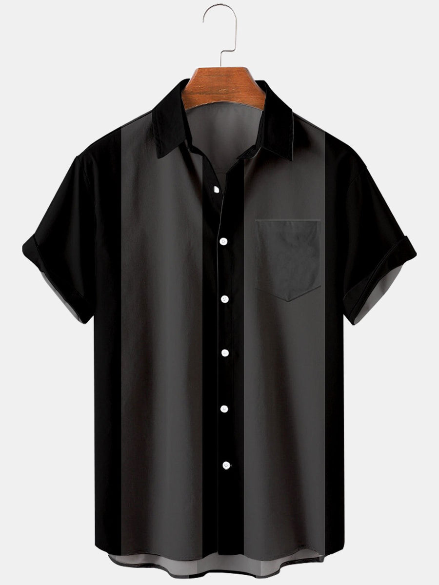 Men's Classic Retro Bowling Casual Short Sleeve Shirt