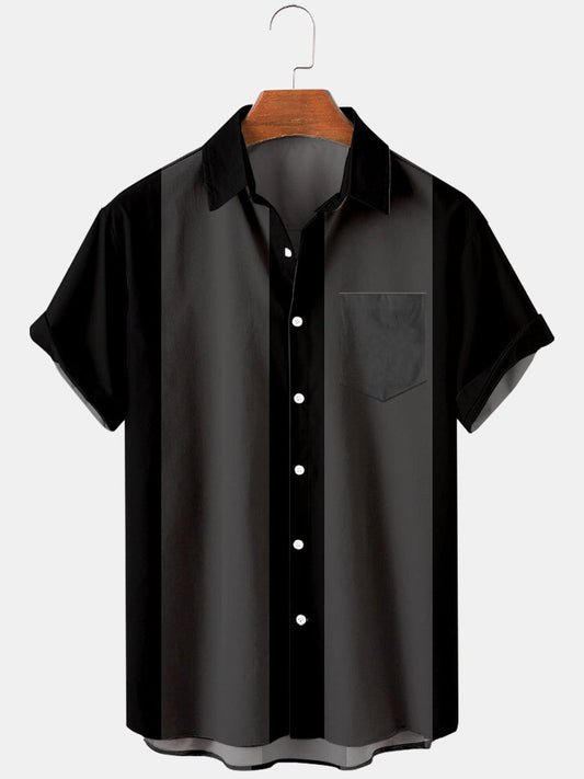 Men's Classic Retro Bowling Casual Short Sleeve Shirt